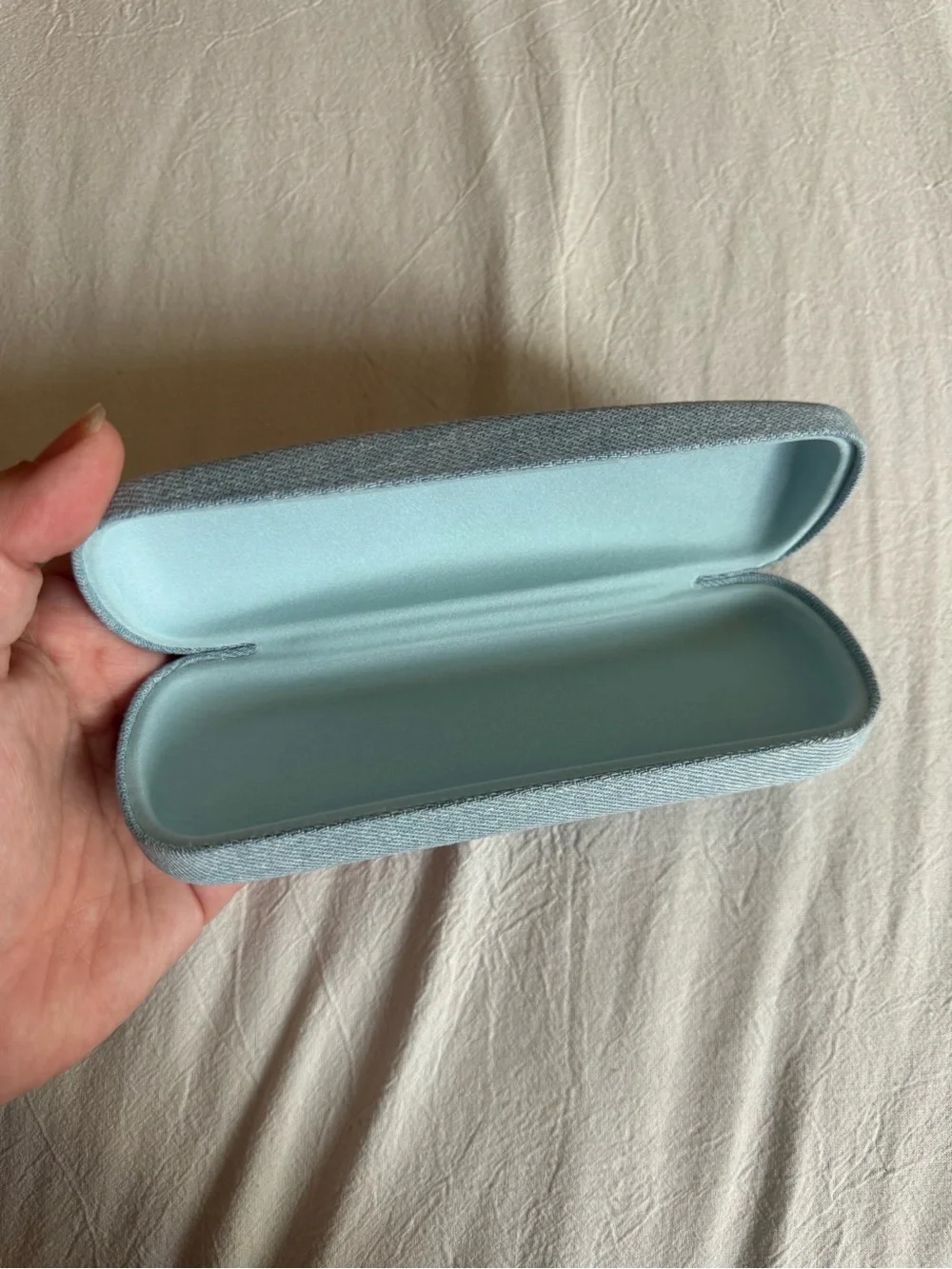 Guess Light Blue Denim Eyewear Case with Red Logo